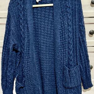 Time and Tru Navy Cable Knit Cardigan